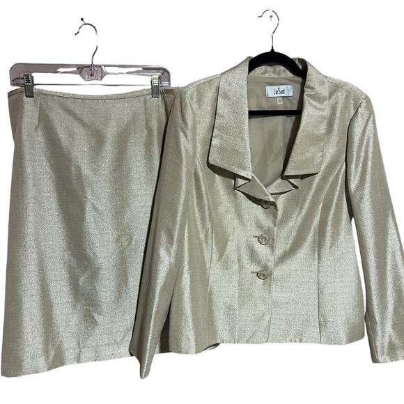 Le Suit 2 Piece 16 Blazer Jacket Skirt Suit Plus Size - Picture 1 of 8